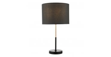 Kelso Table Lamp Matt Black Polished Copper With Shade