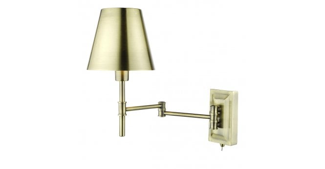 Där Lighting Kensington 1 Light Swing Arm Wall Light Antique Brass