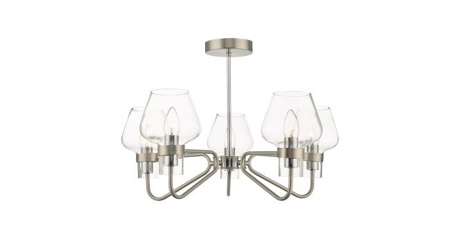 Där Lighting Keta 5 Light Semi Flush Satin Chrome & Polished Chrome