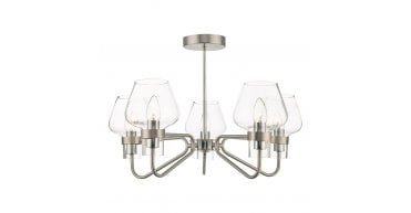 Keta 5 Light Semi Flush Satin Chrome & Polished Chrome