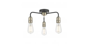 Kiefer 3 Light Flush Black & Antique Brass