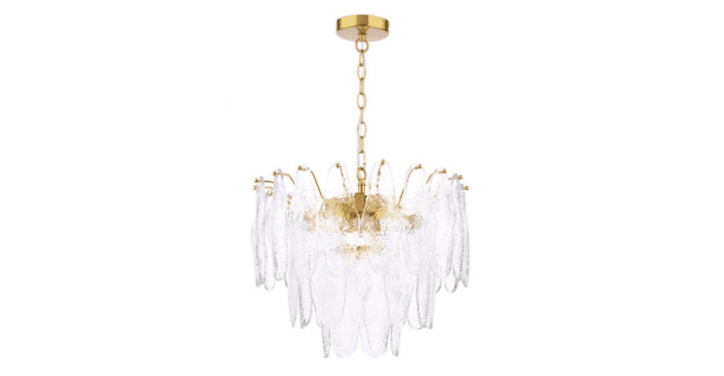 Där Lighting Kimmia 6 Light Pendant Natural Brass and Textured Glass