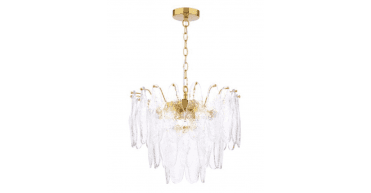 Kimmia 6 Light Pendant Natural Brass and Textured Glass