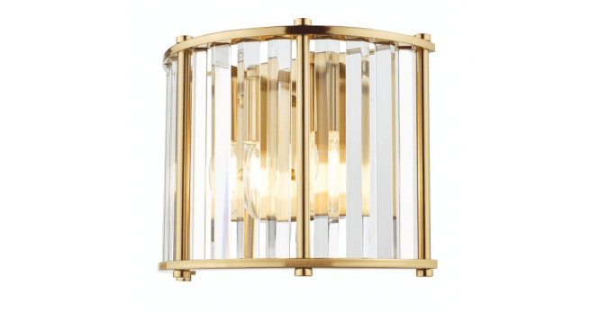 Där Lighting Kiran 2 Light Wall Light Natural Brass and Crystal