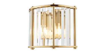 Kiran 2 Light Wall Light Natural Brass and Crystal