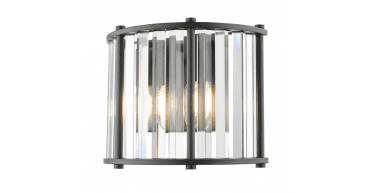 Kiran 2 Light Wall Light Satin Black and Crystal