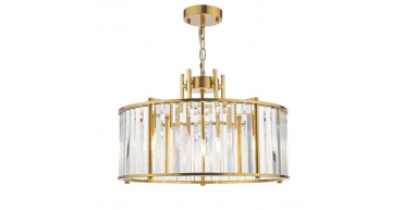 Kiran 5 Light Pendant Natural Brass and Crystal