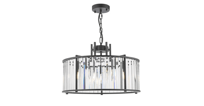 Där Lighting Kiran 5 Light Pendant Satin Black and Crystal