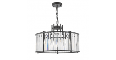 Kiran 5 Light Pendant Satin Black and Crystal
