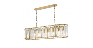 Kiran 7 Light Bar Pendant Natural Brass and Crystal
