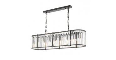 Kiran 7 Light Bar Pendant Satin Black and Crystal