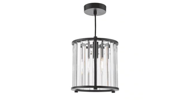 Där Lighting Kiran Pendant Satin Black and Crystal