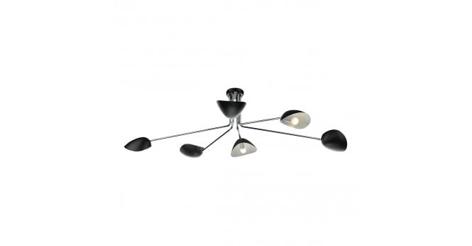 Där Lighting Krug 6lt Semi Flush Black & Polished Chrome