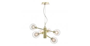 Kumara 6lt Pendant Gold & Glass
