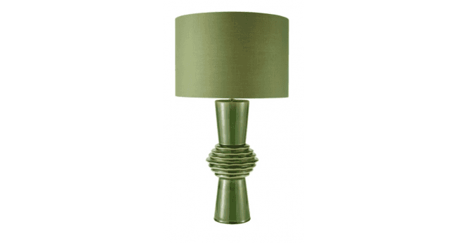 Där Lighting Lagle Table Lamp Green Ceramic and Antique Brass With Shade
