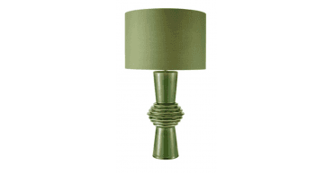 Lagle Table Lamp Green Ceramic and Antique Brass With Shade