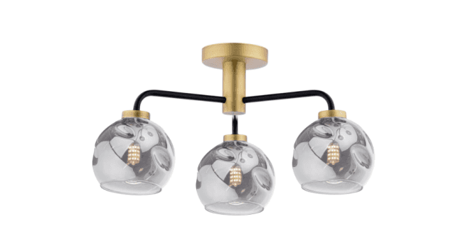 Där Lighting Lainey 3 Light Semi-Flush Matt Black and Antique Brass Frame Only