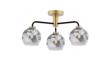 Lainey 3 Light Semi-Flush Matt Black and Antique Brass Frame Only