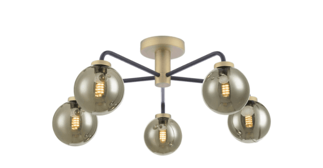 Där Lighting Lainey 5 Light Semi-Flush Matt Black and Antique Brass Frame Only