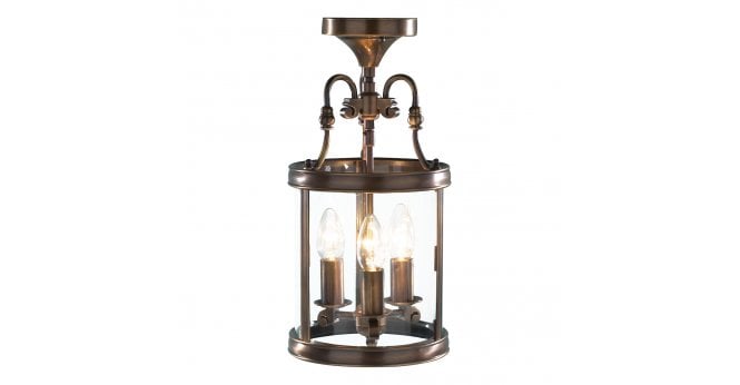 Där Lighting Lambeth 3 Light Lantern Dual Mount Antique Brass