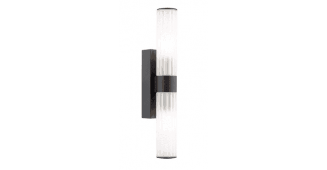 Där Lighting Lars 2 Light Bathroom Wall Light Matt Black and White Frosted Acrylic IP44