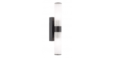 Lars 2 Light Bathroom Wall Light Matt Black and White Frosted Acrylic IP44