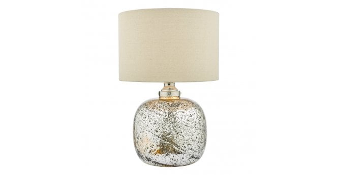 Där Lighting Lava Dual Light Table Lamp Polished Nickel Volcanic Glass With Shade