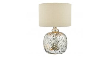 Lava Dual Light Table Lamp Polished Nickel Volcanic Glass With Shade