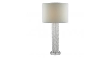 Lazio Table Lamp Polished Chrome Silver Rod With Faux Silk Shade