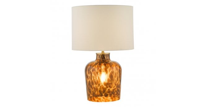 Där Lighting Leandra Dual Light Table Lamp Tortoiseshell Glass With Shade