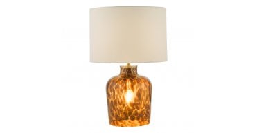 Leandra Dual Light Table Lamp Tortoiseshell Glass With Shade