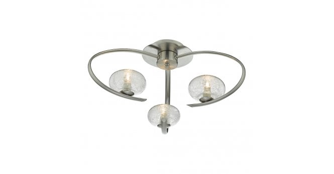 Där Lighting Leighton 3 Light Semi Flush Satin Chrome Glass