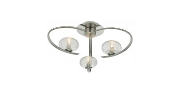 Leighton 3 Light Semi Flush Satin Chrome Glass