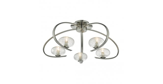 Där Lighting Leighton 5lt Semi Flush Satin Chrome & Sugar Cane Glass