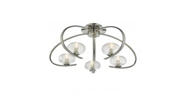 Leighton 5lt Semi Flush Satin Chrome & Sugar Cane Glass