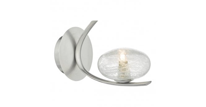 Där Lighting Leighton Wall Light Satin Chrome & Sugar Cane Glass