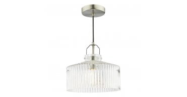 Lenka Pendant Satin Nickel and Ribbed Glass