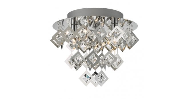 Där Lighting Leon 3 Light Flush Polished Chrome & Clear Glass