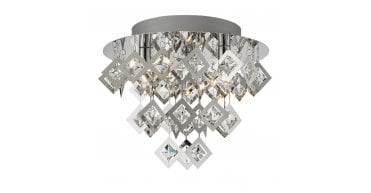 Leon 3 Light Flush Polished Chrome & Clear Glass