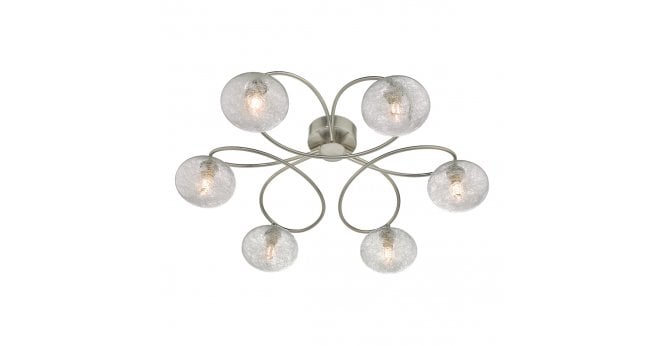 Där Lighting Leysha 6lt Semi Flush Satin Nickel & Glass