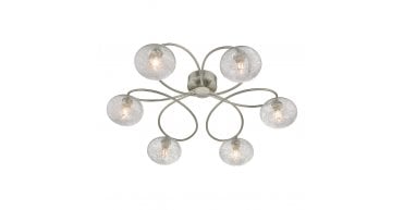 Leysha 6lt Semi Flush Satin Nickel & Glass
