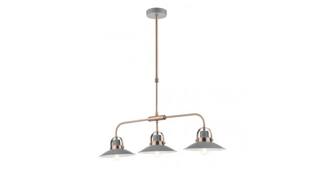 Där Lighting Liden 3 Light Bar Pendant Graphite Copper