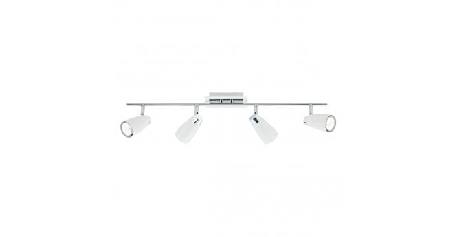 Där Lighting Loft 4 Light Bar Spotlight Matt White Polished Chrome