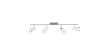 Loft 4 Light Bar Spotlight Matt White Polished Chrome