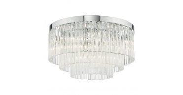 Logan 5 Light Flush Polished Chrome Glass