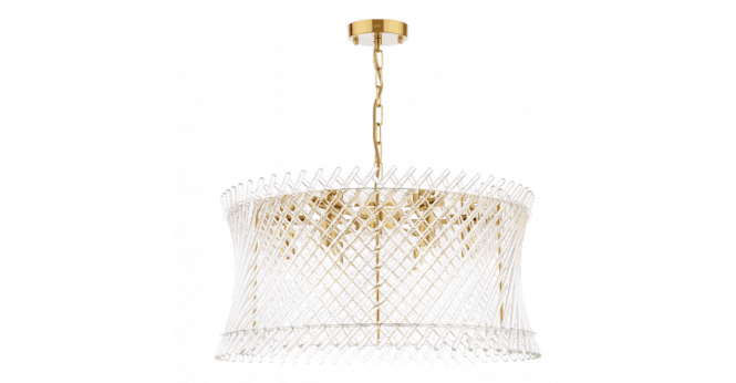 Där Lighting Loire 6 Light Pendant Natural Brass and Glass