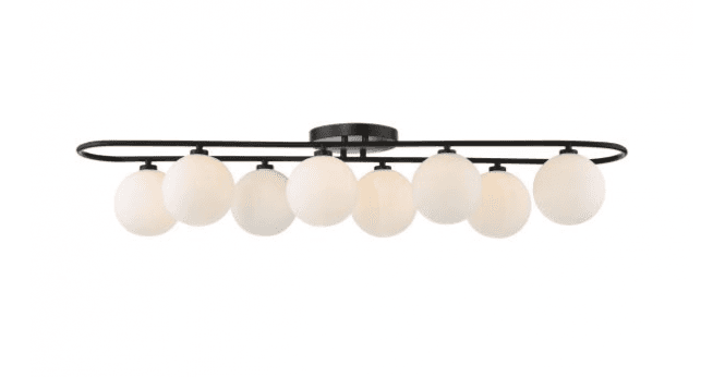 Där Lighting Luana 8 Light Semi-Flush Matt Black and Opal Glass