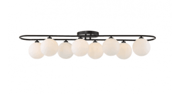 Luana 8 Light Semi-Flush Matt Black and Opal Glass