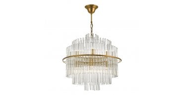Lukas 13 Light Pendant Brushed Antique Gold And Clear Glass