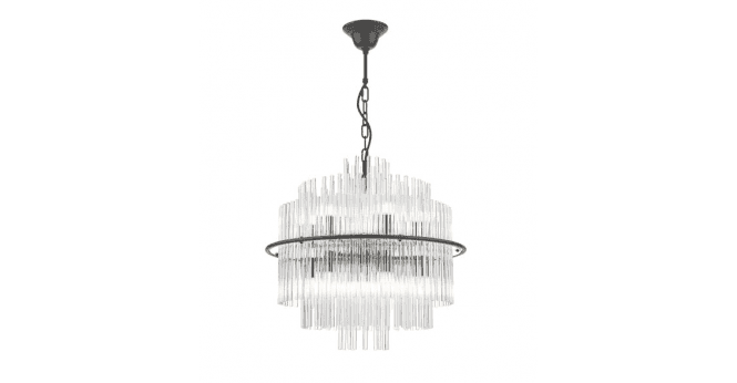 Där Lighting Lukas 13 Light Pendant Satin Black and Glass